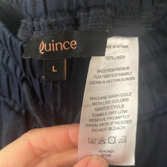 Quince 100% European Linen Wide Leg Pants, Navy, L - Picture 5 of 5